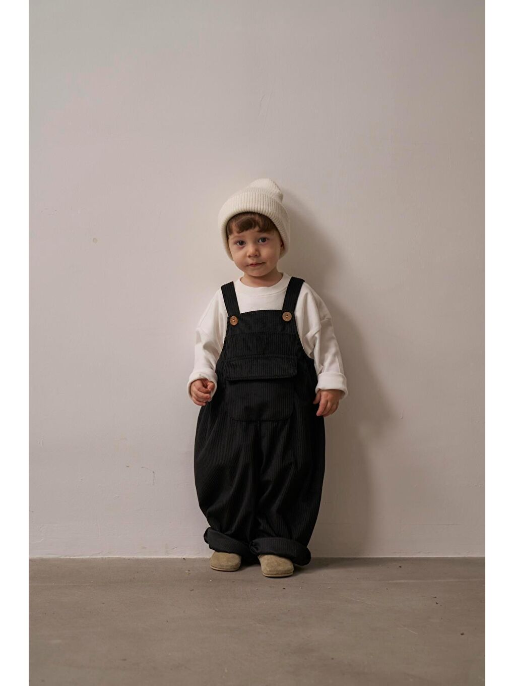 Siyah Childhood Velvet Çocuk Salopet Tulum-5