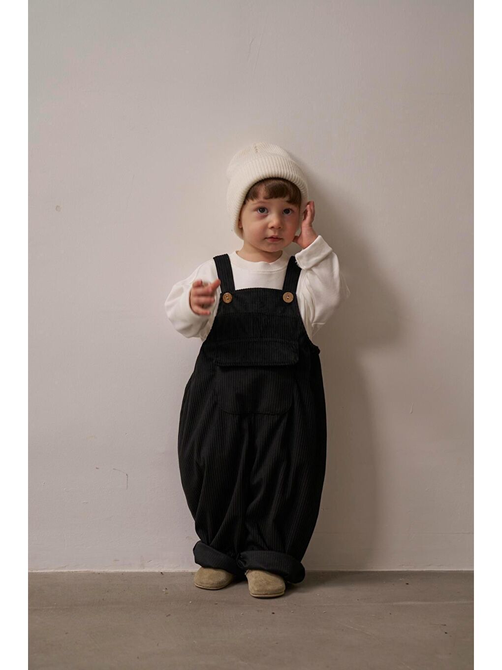 Siyah Childhood Velvet Çocuk Salopet Tulum-6