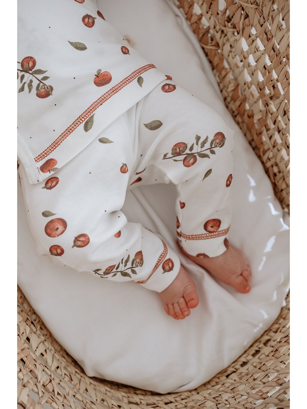 Beyaz Elma Baskılı Pure Hug Serisi Kruvaze 3'lü Takım-8