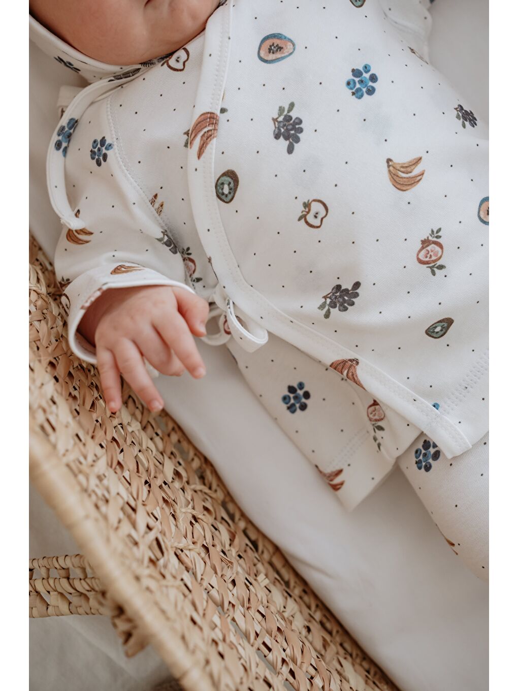 Beyaz Meyve Baskılı Pure Hug Serisi Kruvaze 3'lü Takım-9