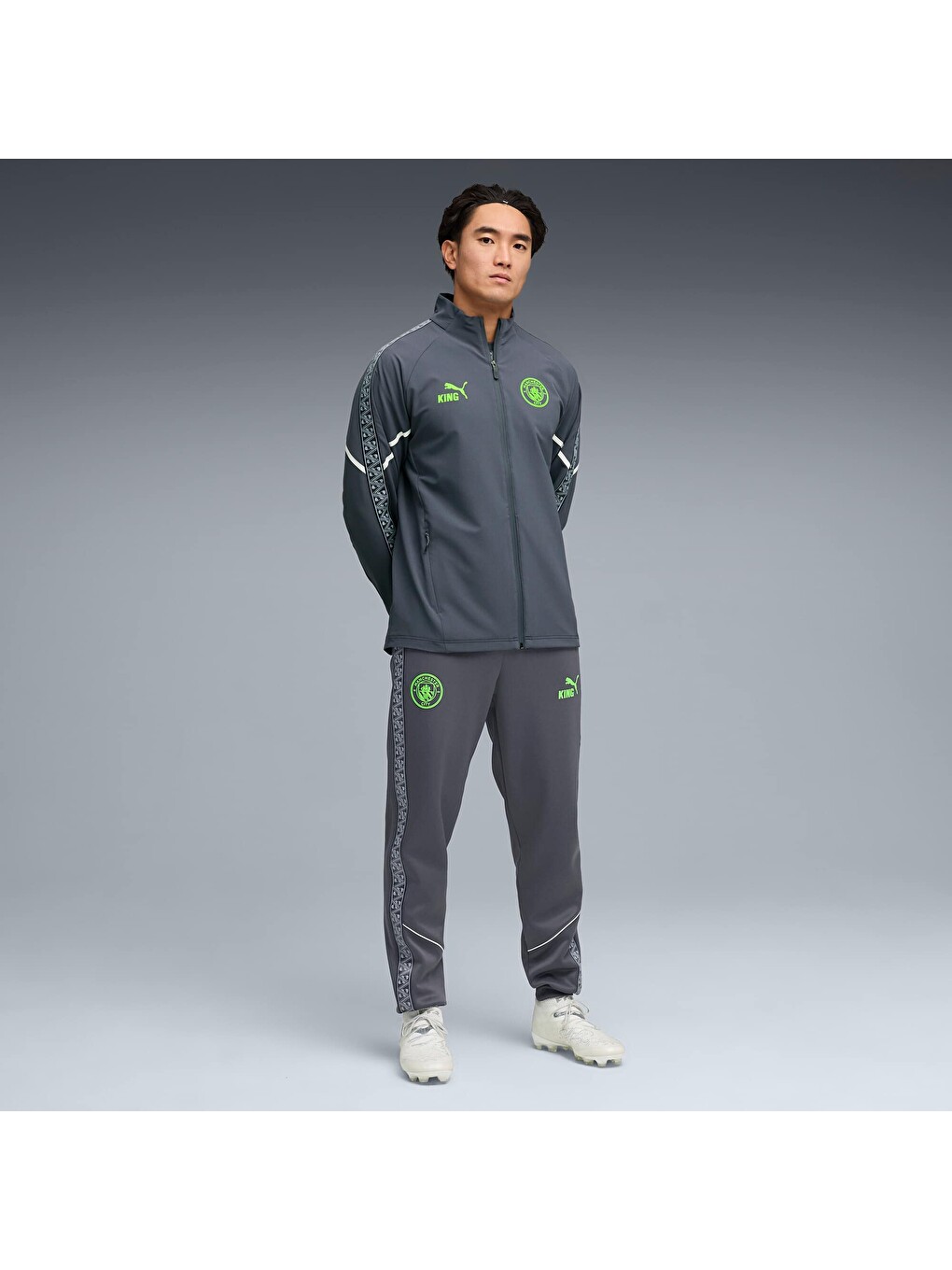Gri Manchester CITY KING ULTIMATE Anthem Erkek Fermuarlı Sweatshirt-3