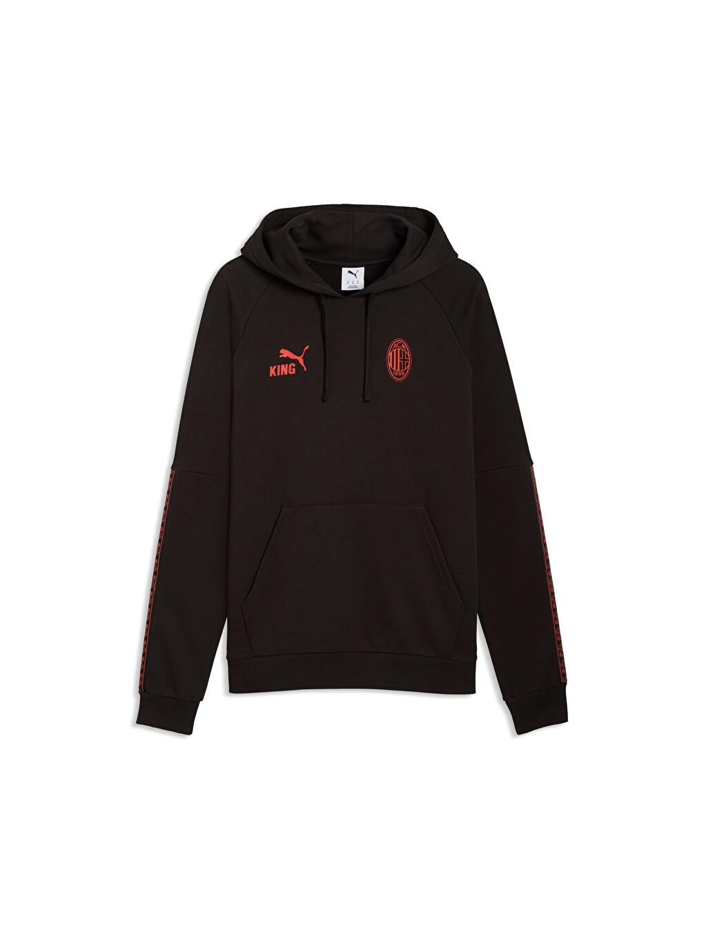 Siyah AC MILAN KING Erkek Kapüşonlu Fermuarlı Sweatshirt