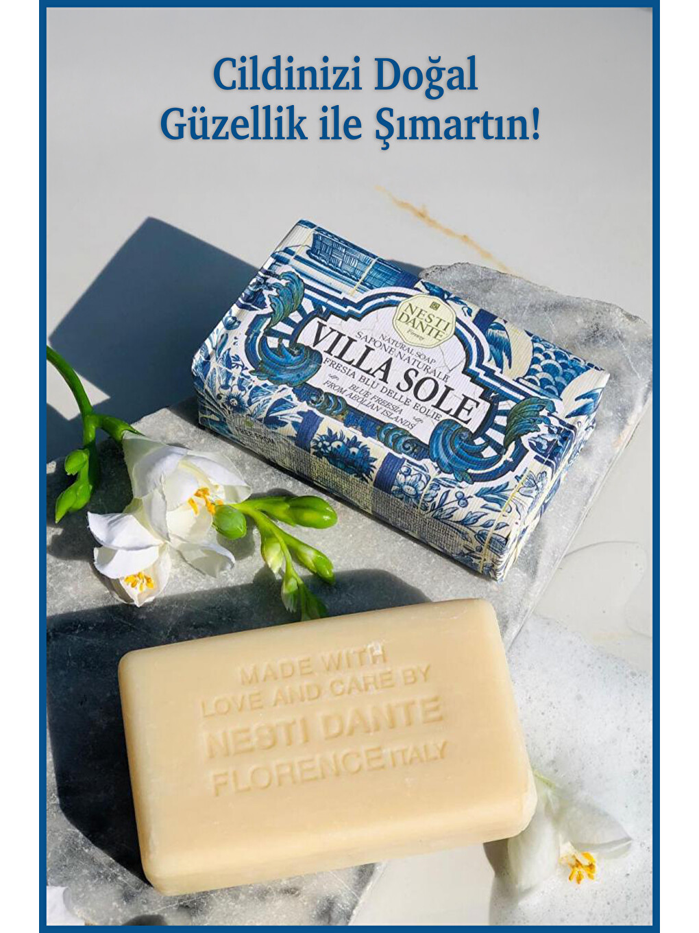 Villa Sole Fresia Blu Delle Eolie Katı Sabun 250 gr| Mavi Frezya Çiçeği | Canlandırıcı | Banyo Sabun-4