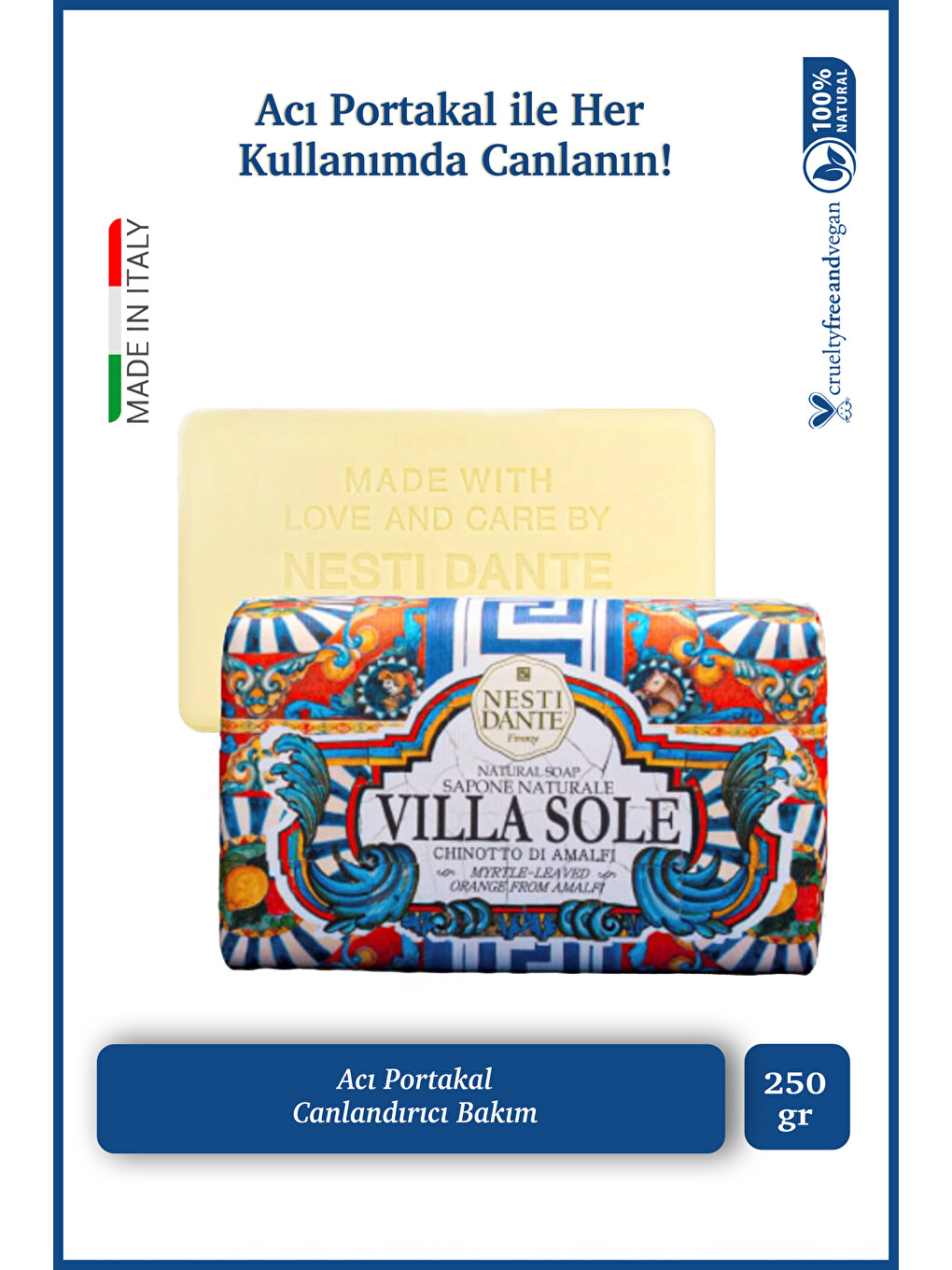Villa Sole Chinotto Di Amalfi Katı Sabun 250 gr | Acı Portakal Özü | Antioksidan | Banyo Sabunu