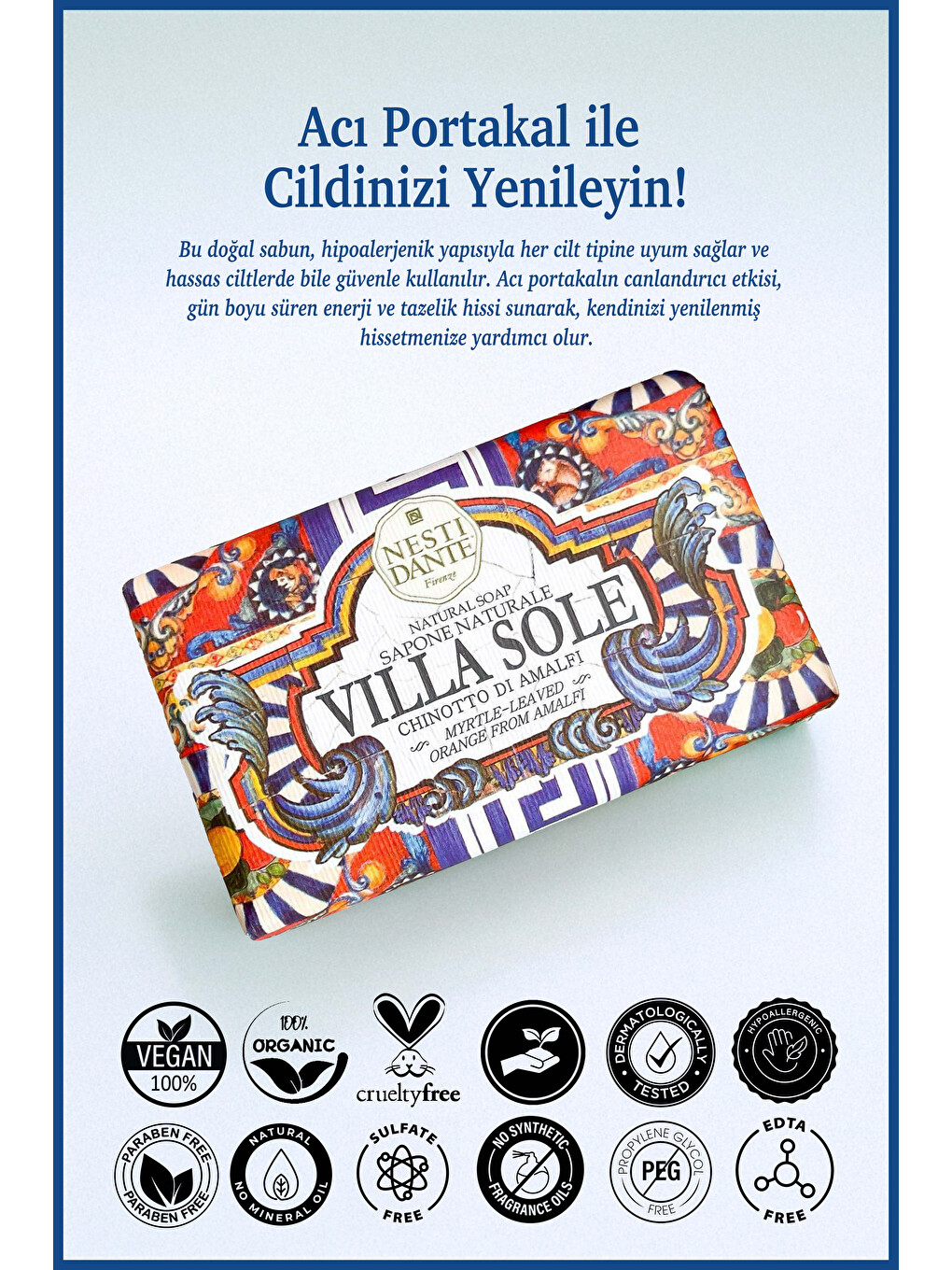 Villa Sole Chinotto Di Amalfi Katı Sabun 250 gr | Acı Portakal Özü | Antioksidan | Banyo Sabunu-1