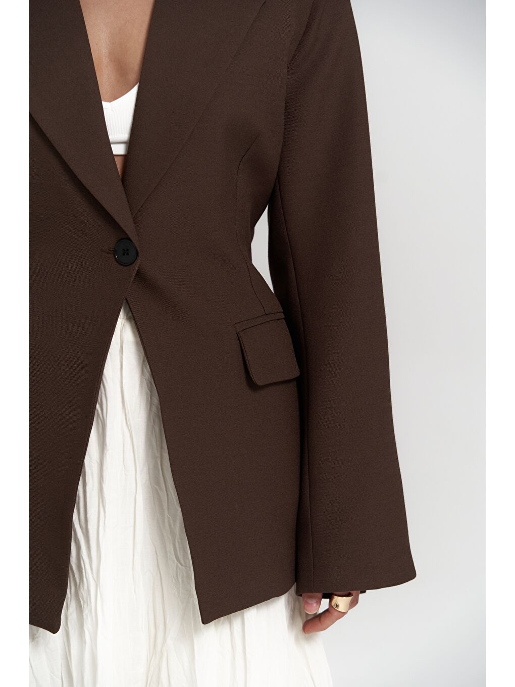 Mai Collection Kahverengi Lecco Dar Kesim Kahve Blazer - 7