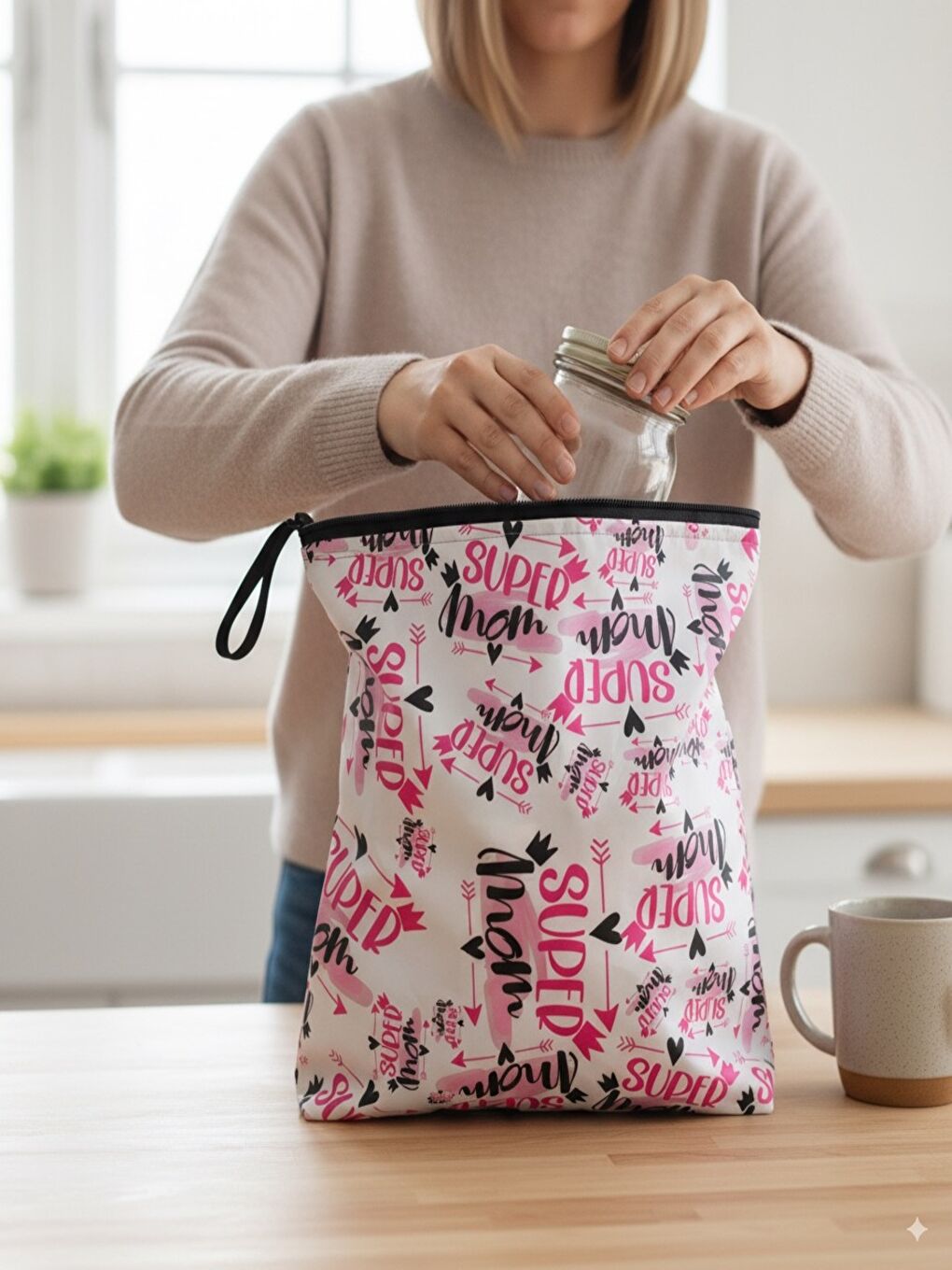 Karışık 37x30cm Super MOM Sıvı Geçirmeyen Çok Amaçlı Islak Mayo, Havlu, Kirli Terli Kıyafet Çantası, Torbası-5