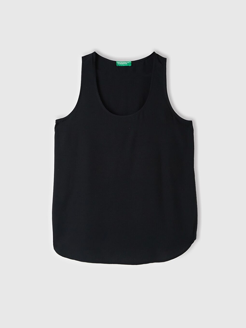 Kadın Siyah %100 Viskoz Dekoratif Dikişli Geniş Bisiklet Yaka Kolsuz Bluz