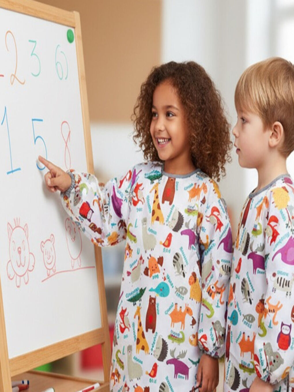 7-11 Yaş, Zoo, Sıvı Geçirmez, Makinede Yıkanabilir, Uzun Kollu Çocuk, Aktivite, Etkinlik Önlüğü-7