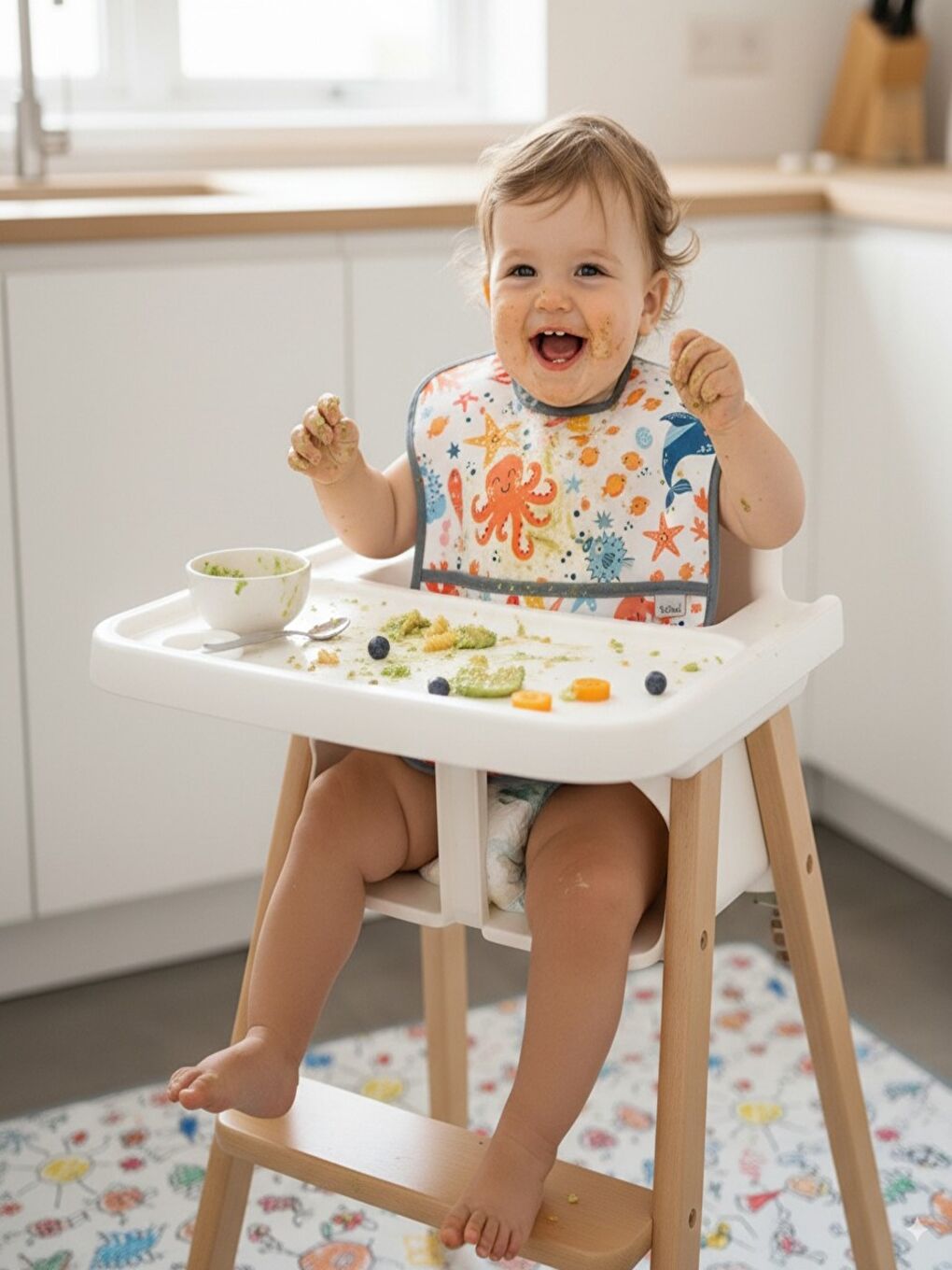 2 ADET, Ekonomik SET, 6-24ay, Zoo ve Sea, Kolsuz, Sıvı Geçirmeyen, Cepli, Cırtlı Mama Önlüğü, Önlük-2