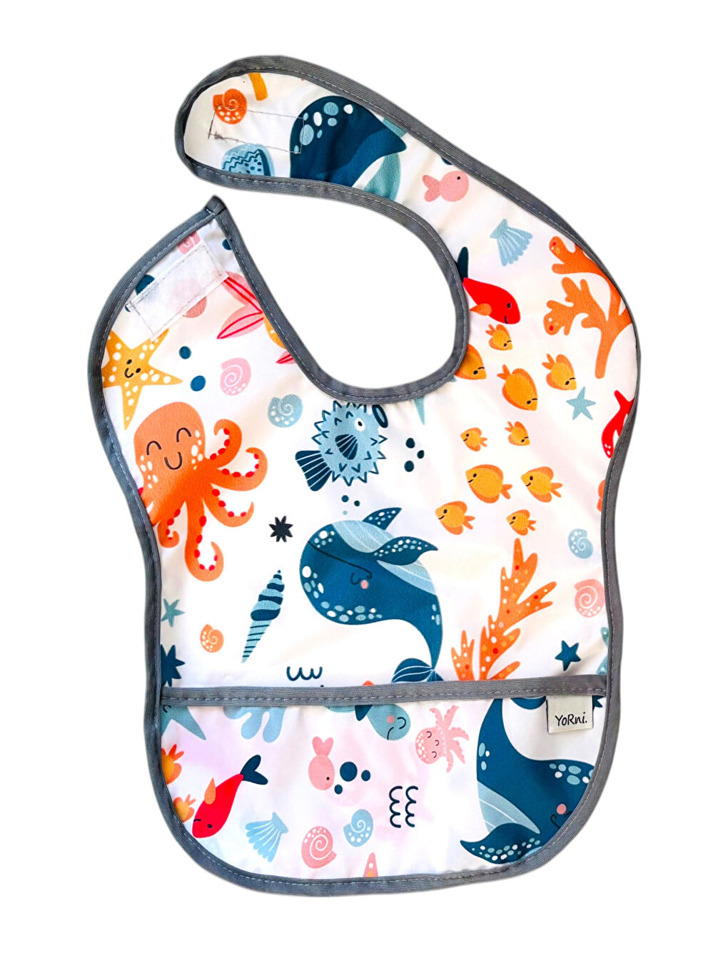 2 ADET, Ekonomik SET, 6-24ay, Zoo ve Sea, Kolsuz, Sıvı Geçirmeyen, Cepli, Cırtlı Mama Önlüğü, Önlük-3