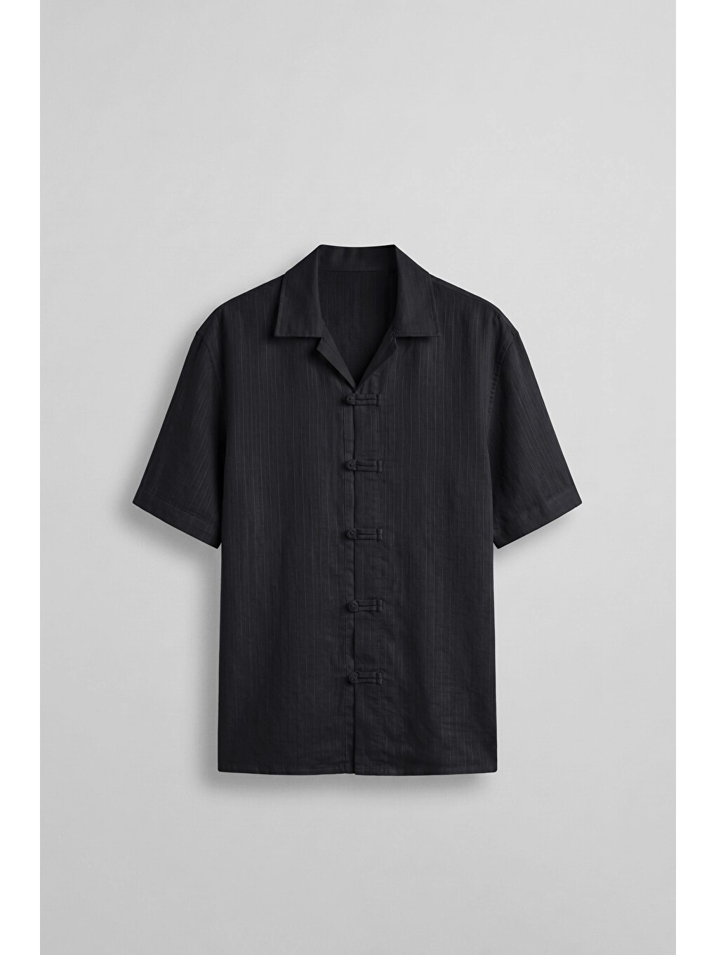 Erkek Boxy Fit Lyocell Kumaş Kimono Gömlek Siyah