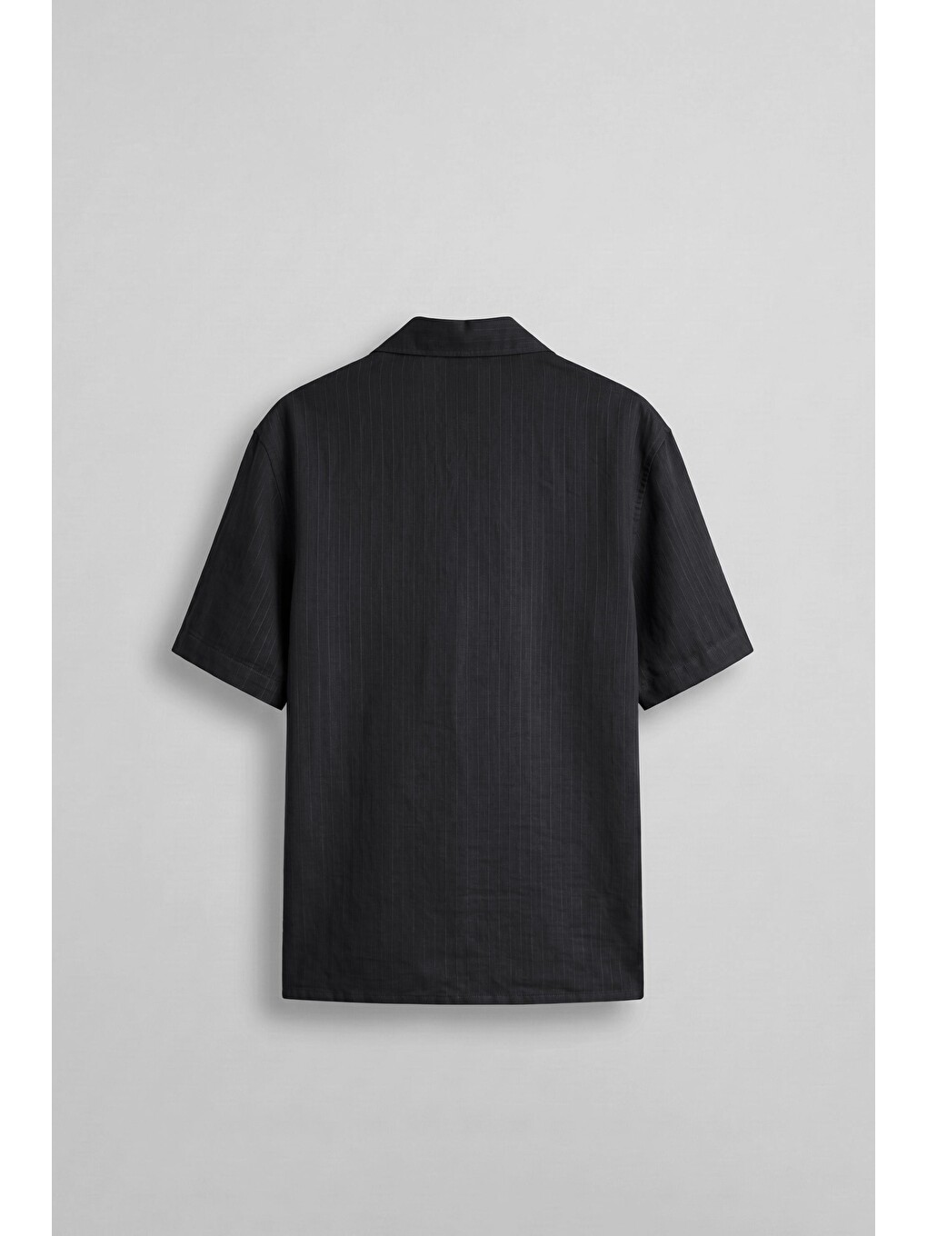 Erkek Boxy Fit Lyocell Kumaş Kimono Gömlek Siyah-1