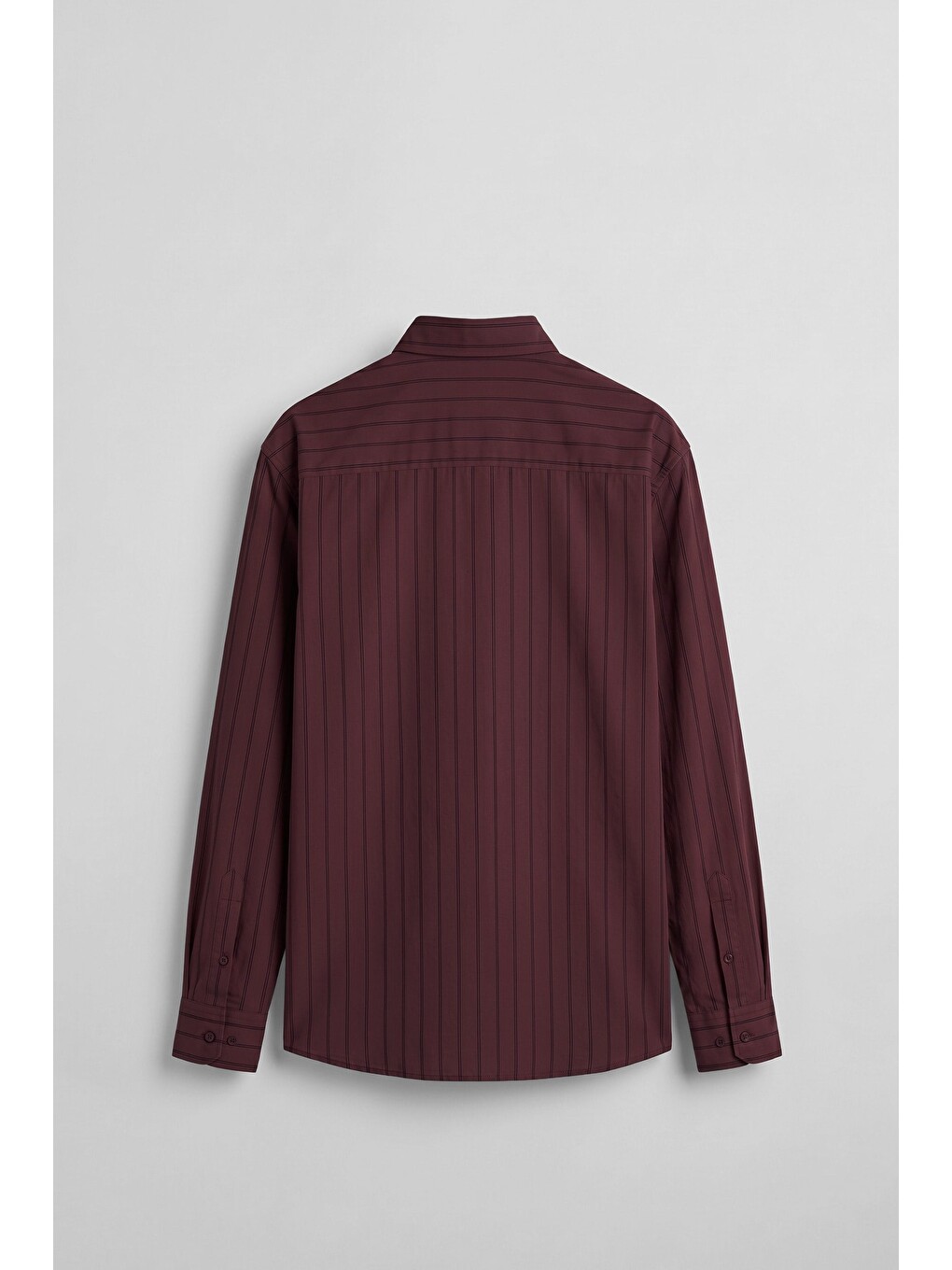 Erkek Oversize Tekstürlü Çizgili Uzun Kollu Gömlek Bordo-1