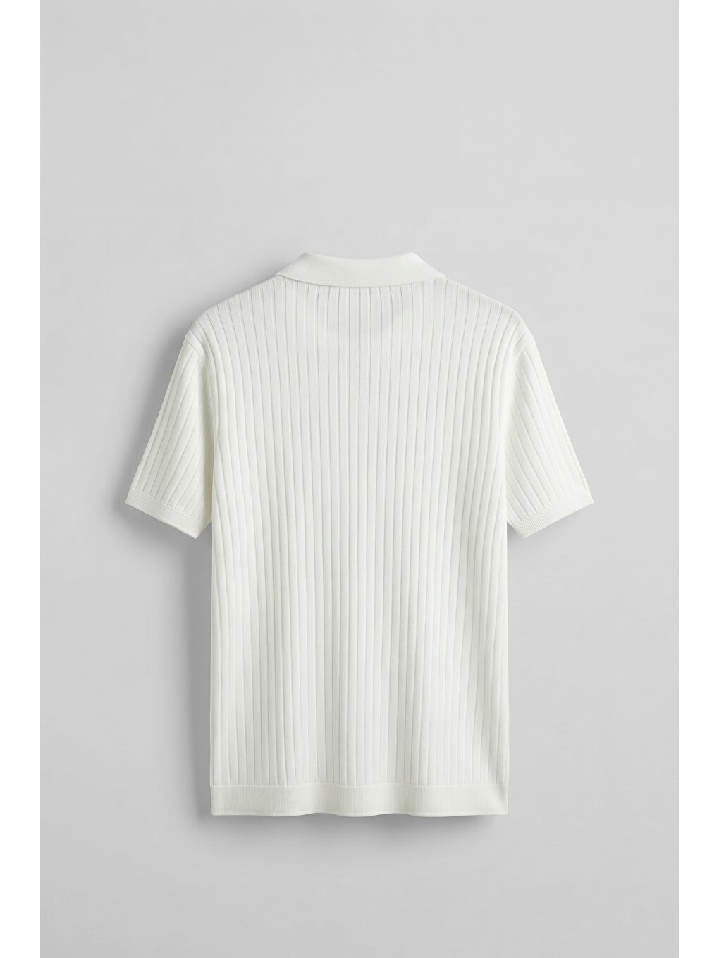 Erkek Relaxed Fit Fitilli Triko Polo Yaka Tişört Beyaz-1