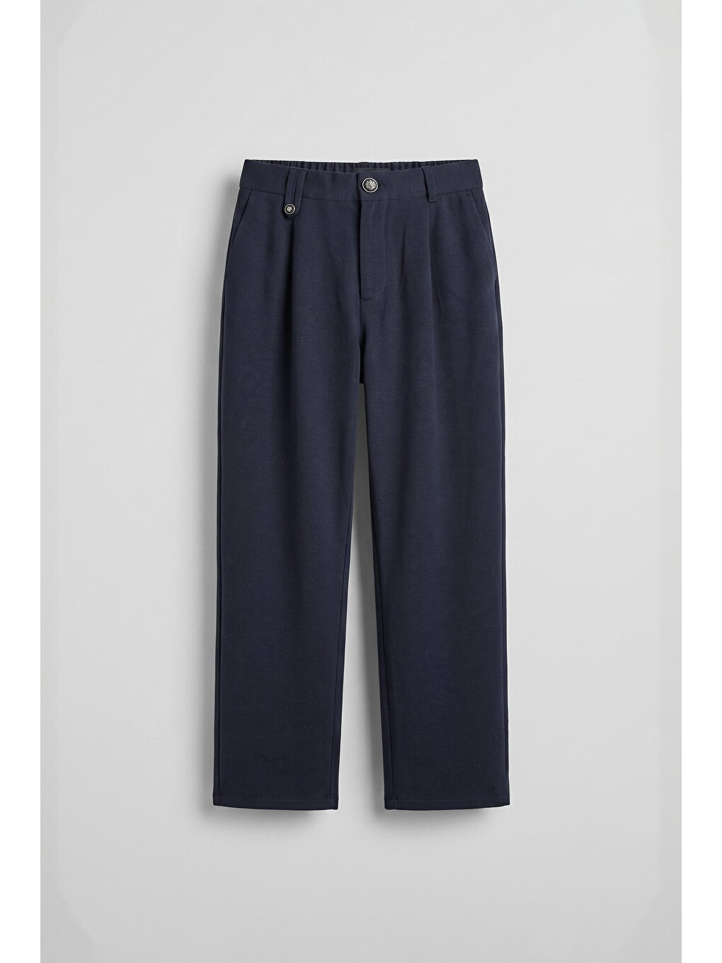 Erkek Relaxed Fit Keten Görünümlü Pantolon Lacivert