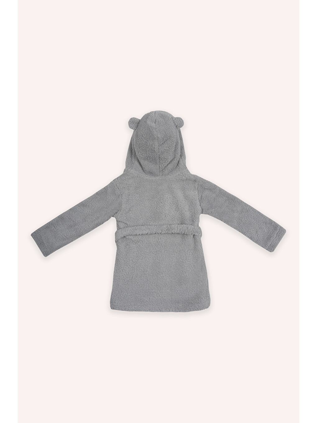 Unisex Gri Pelüş Sabahlık-1