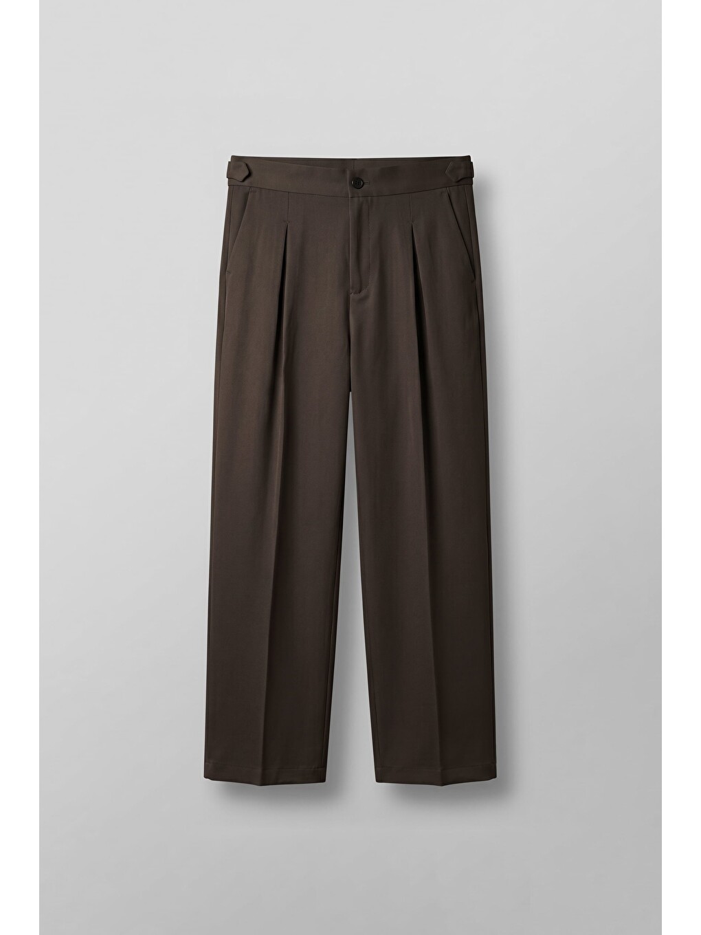 Kahverengi Erkek Süper Baggy Pileli Geniş Paça Gabardin Pantolon Koyu Kahve