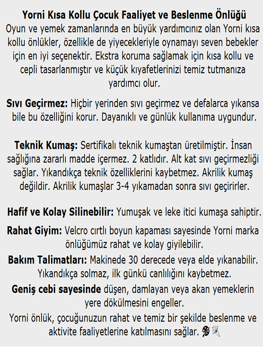 1-3yaş, Family, Sıvı Geçirmez, Makinede Yıkanabilir, Cepli, Kısa Kollu Bebek Mama Önlüğü-6