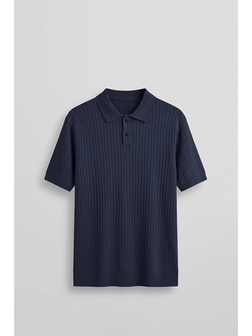 Erkek Relaxed Fit Fitilli Triko Polo Yaka Tişört Lacivert