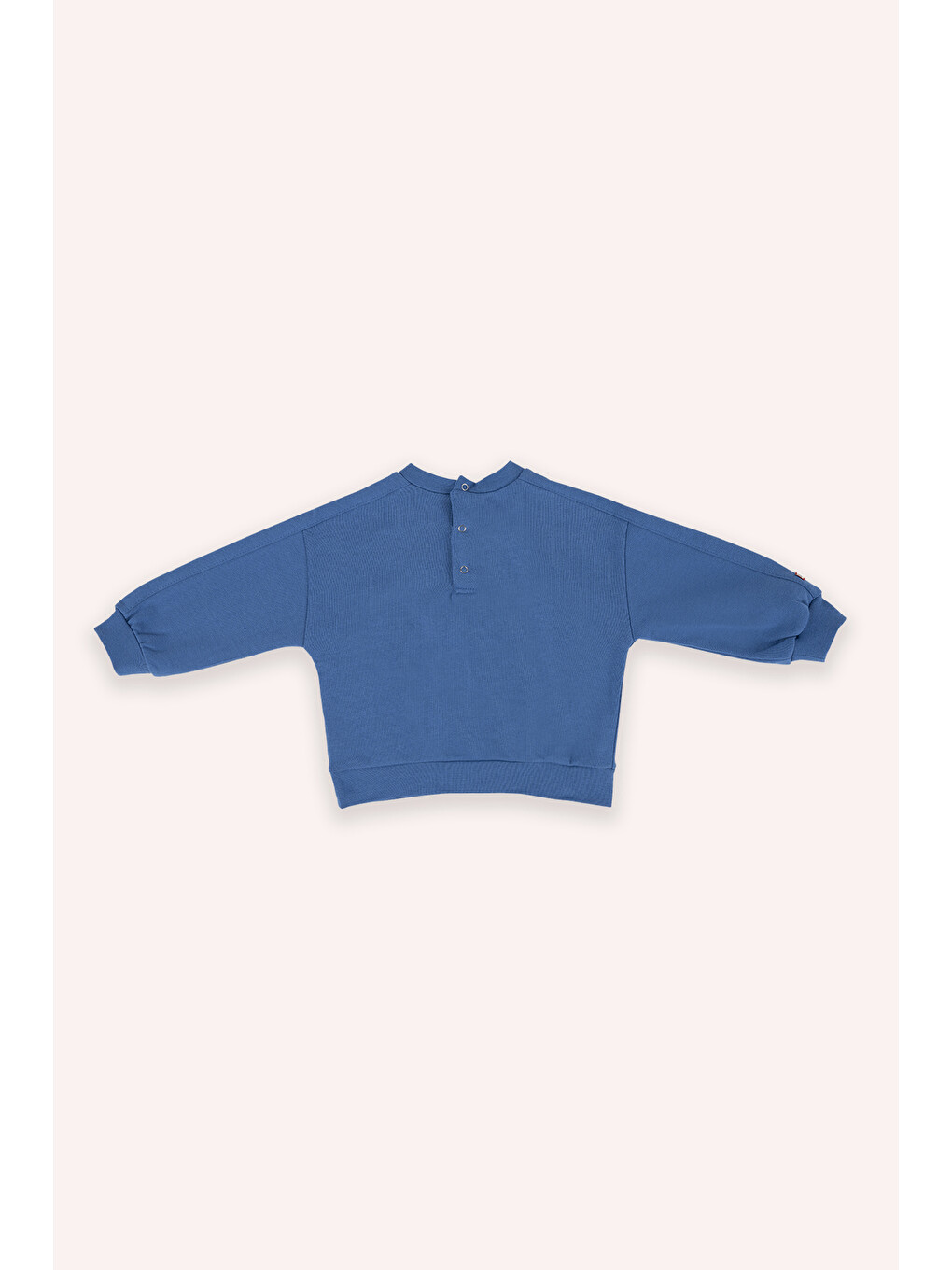 Erkek Bebek Bisiklet Yaka Cep Detaylı Mavi Sweatshirt-2