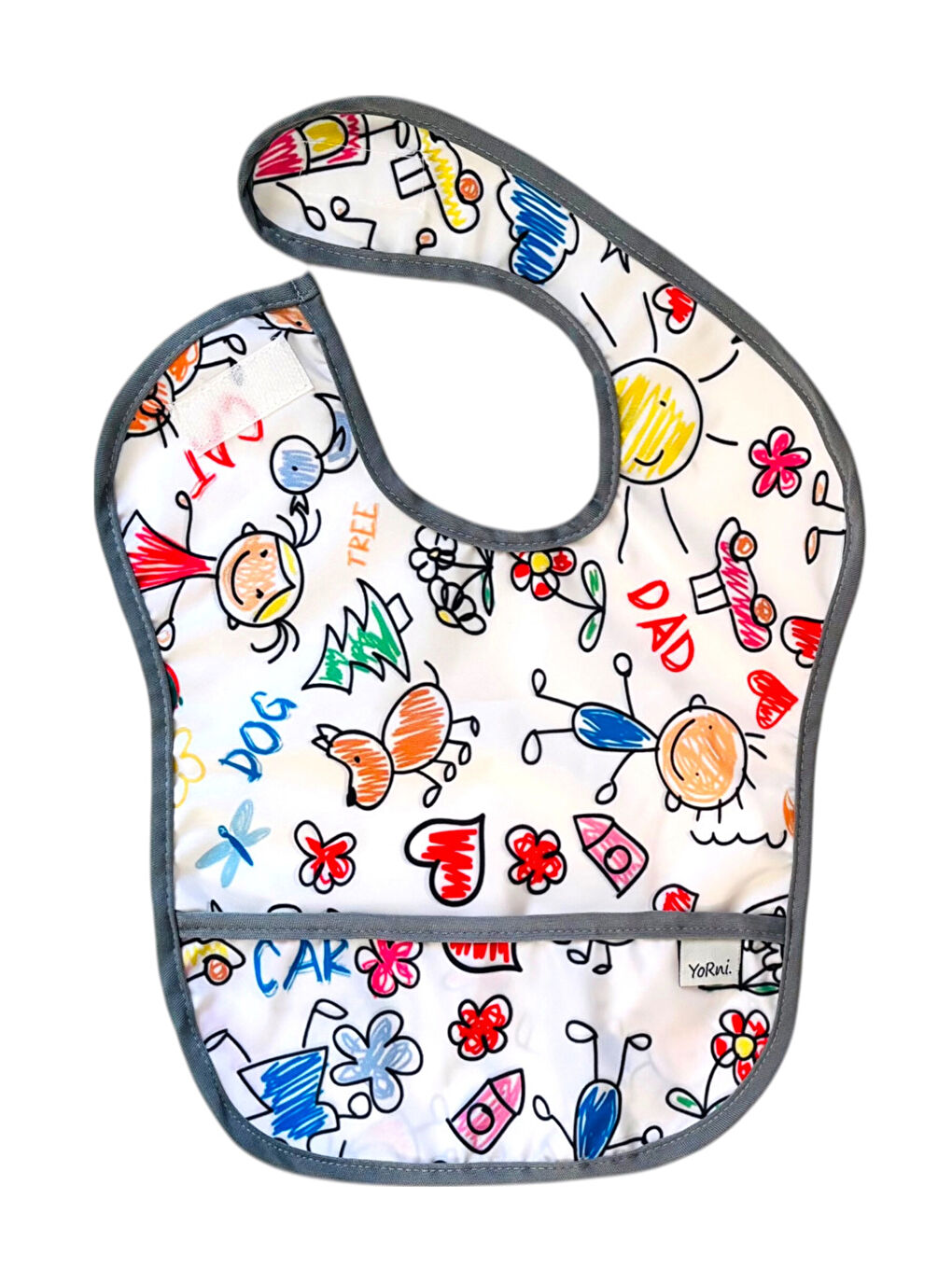 6-24ay Family Boyundan Cırtlı, Sıvı Geçirmez, Makinede Yıkanabilir, Ekoteks, Cepli Bebek Mama Önlüğü-4