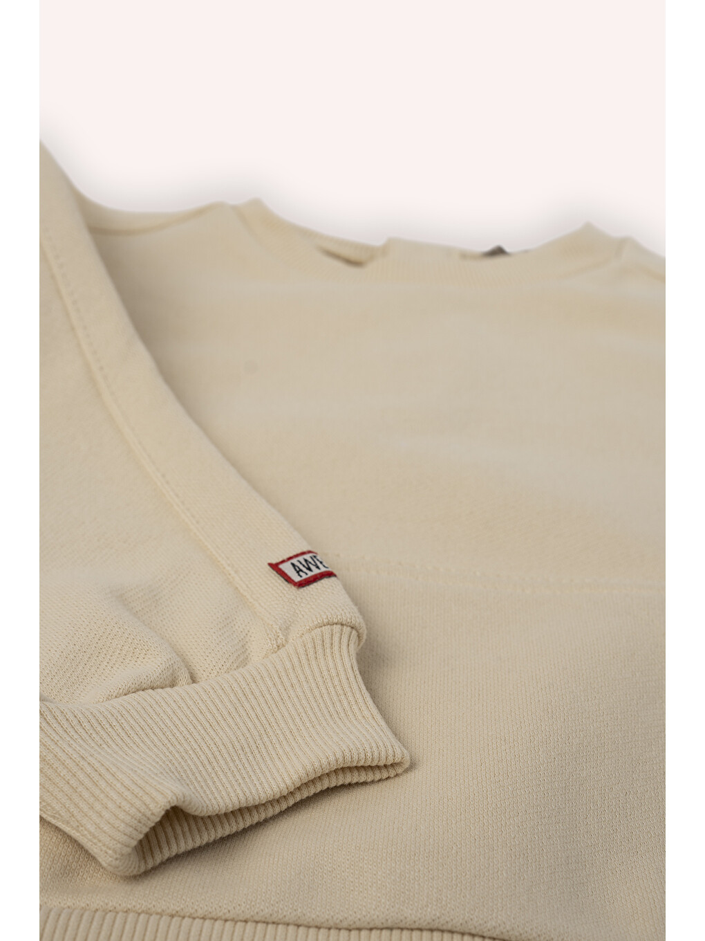 Erkek Bebek Bisiklet Yaka Cep Detaylı Bej Sweatshirt-1