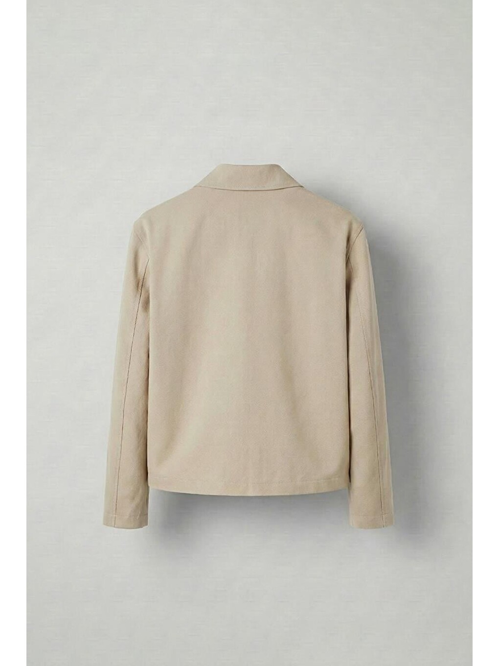Erkek Relaxed Fit Fermuarlı İnce Ceket Bej-1