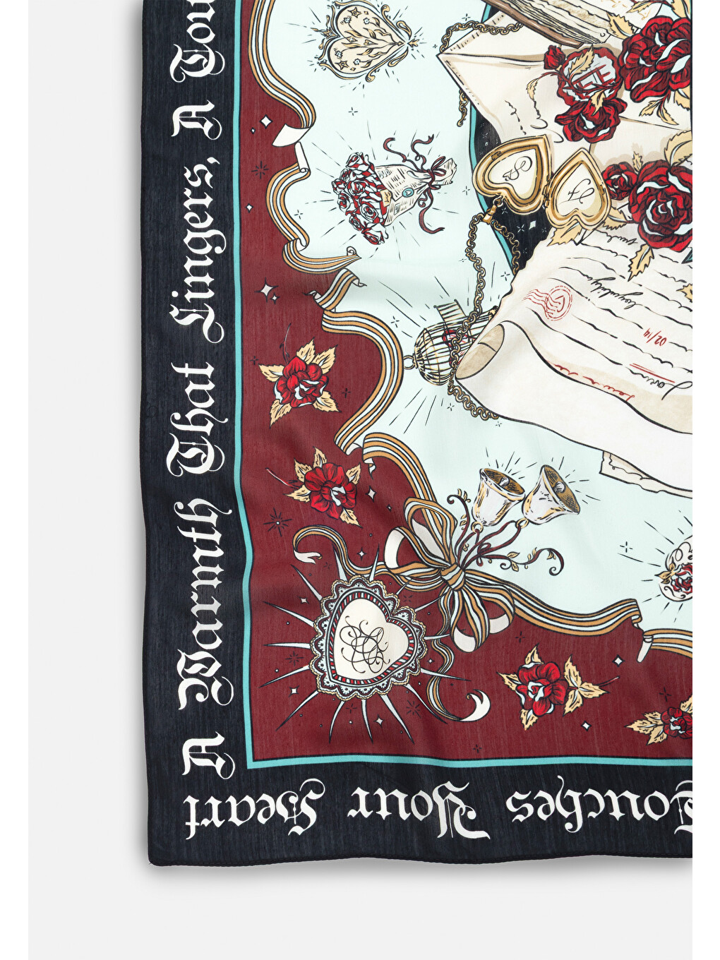 Bordo Beauty And The Beast Desen Floş Viskon Eşarp Black Opıum-9