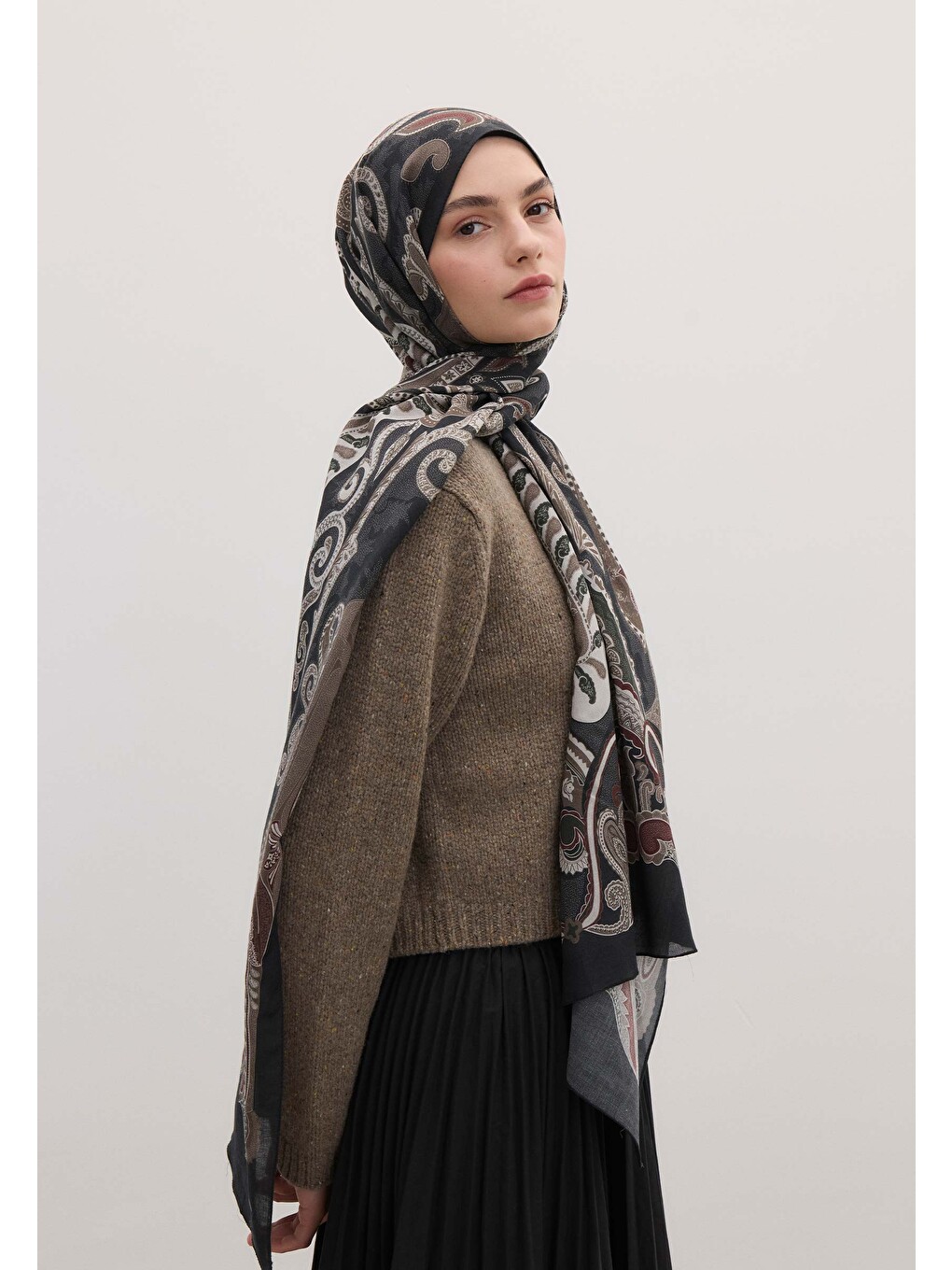 Evrın Desen Şal Siyah-4