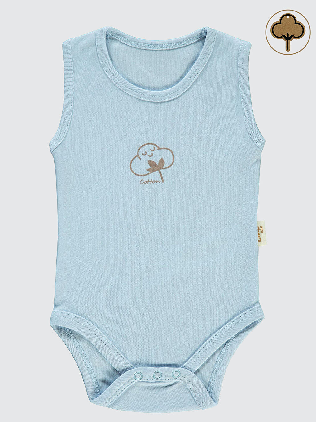 Baby Bebek Organik Çıtçıtlı Badi 0-18 Ay Mavi