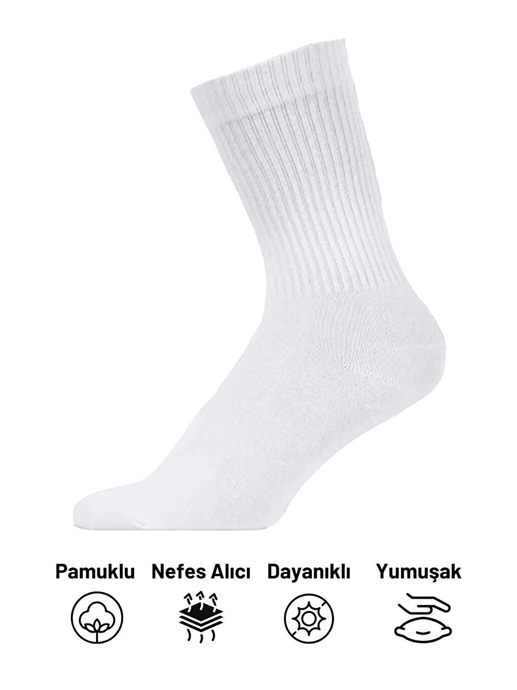 Black Deer Beyaz Tenis Çorabı Kolej Çorap Unisex 2 Adet - 4