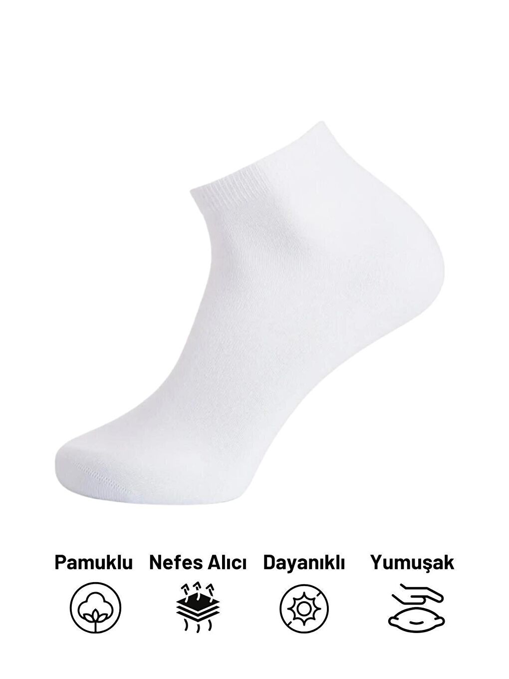 Black Deer Beyaz Bilek Boy Pamuklu Patik Çorap Unisex 6 Çift - 3