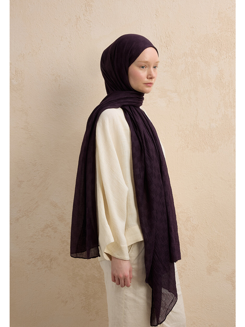 Modal Damalı Şal Mor-4