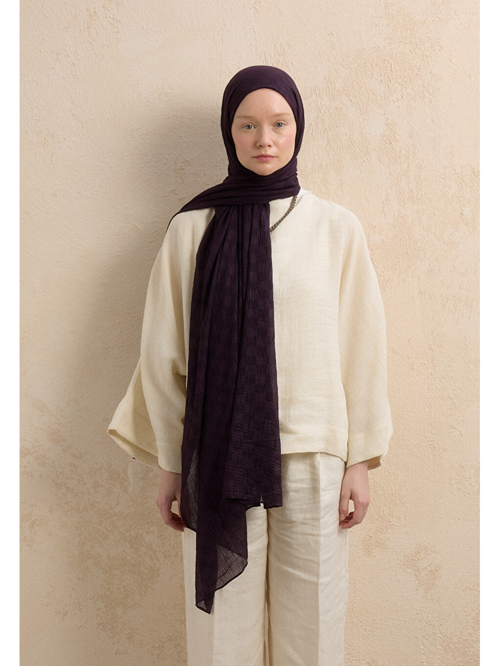 Modal Damalı Şal Mor-6