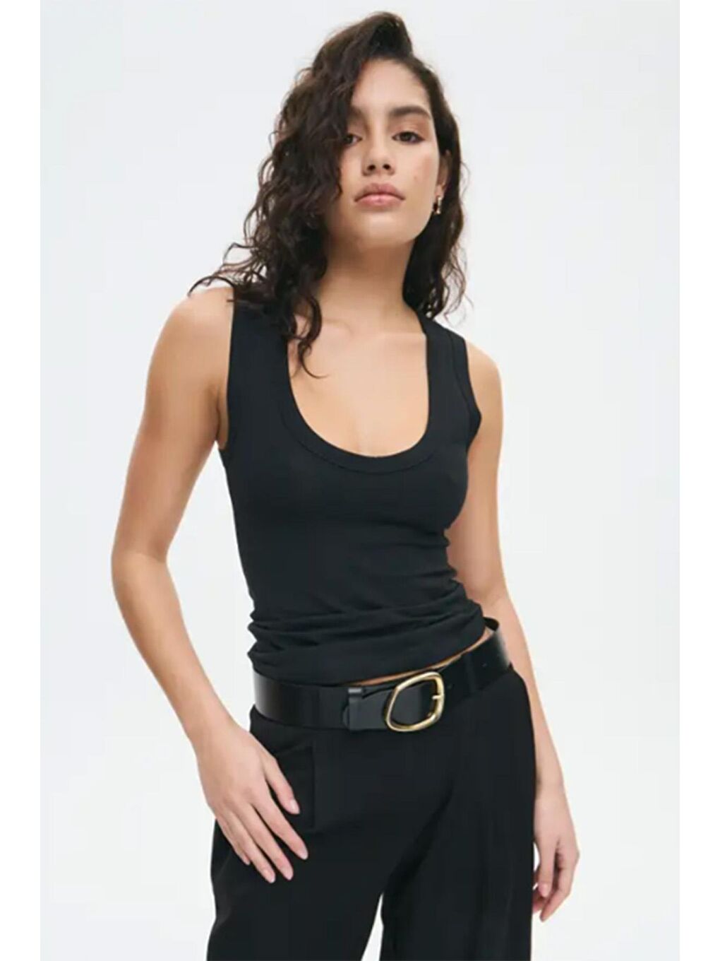 Siyah V Yaka Biyeli Kadın Atlet Mg2292-7