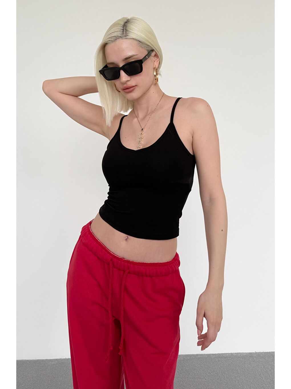 Siyah Askılı V Yaka Atlet Mg2454-7