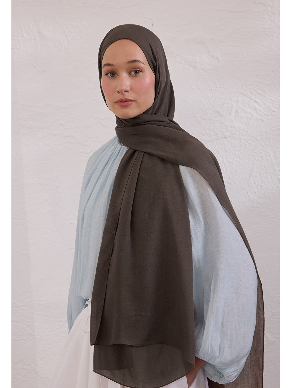 Kahverengi Soft Viskon Şal Tozlu Kahve-3