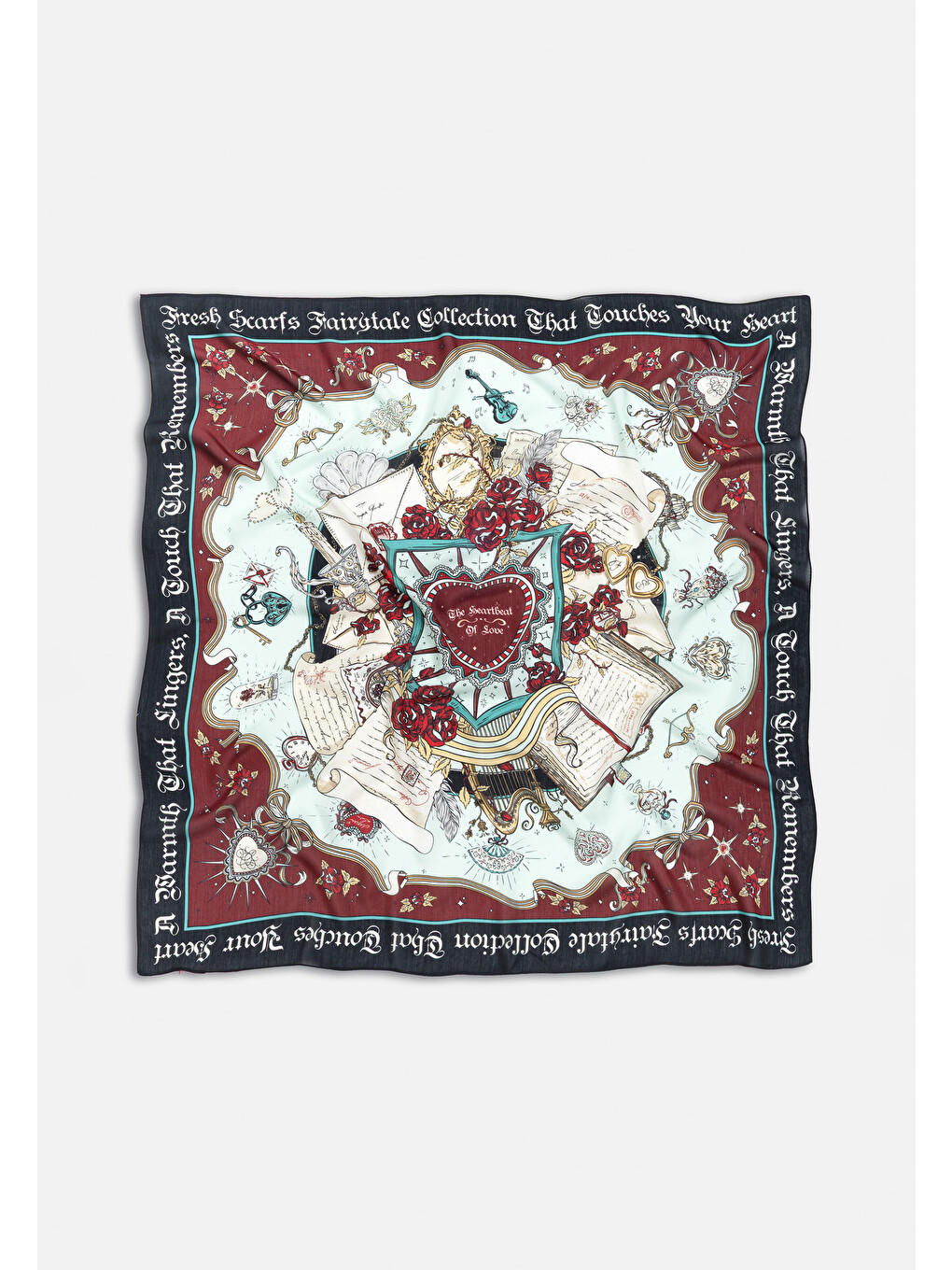 Bordo Beauty And The Beast Desen Floş Viskon Eşarp Black Opium-1