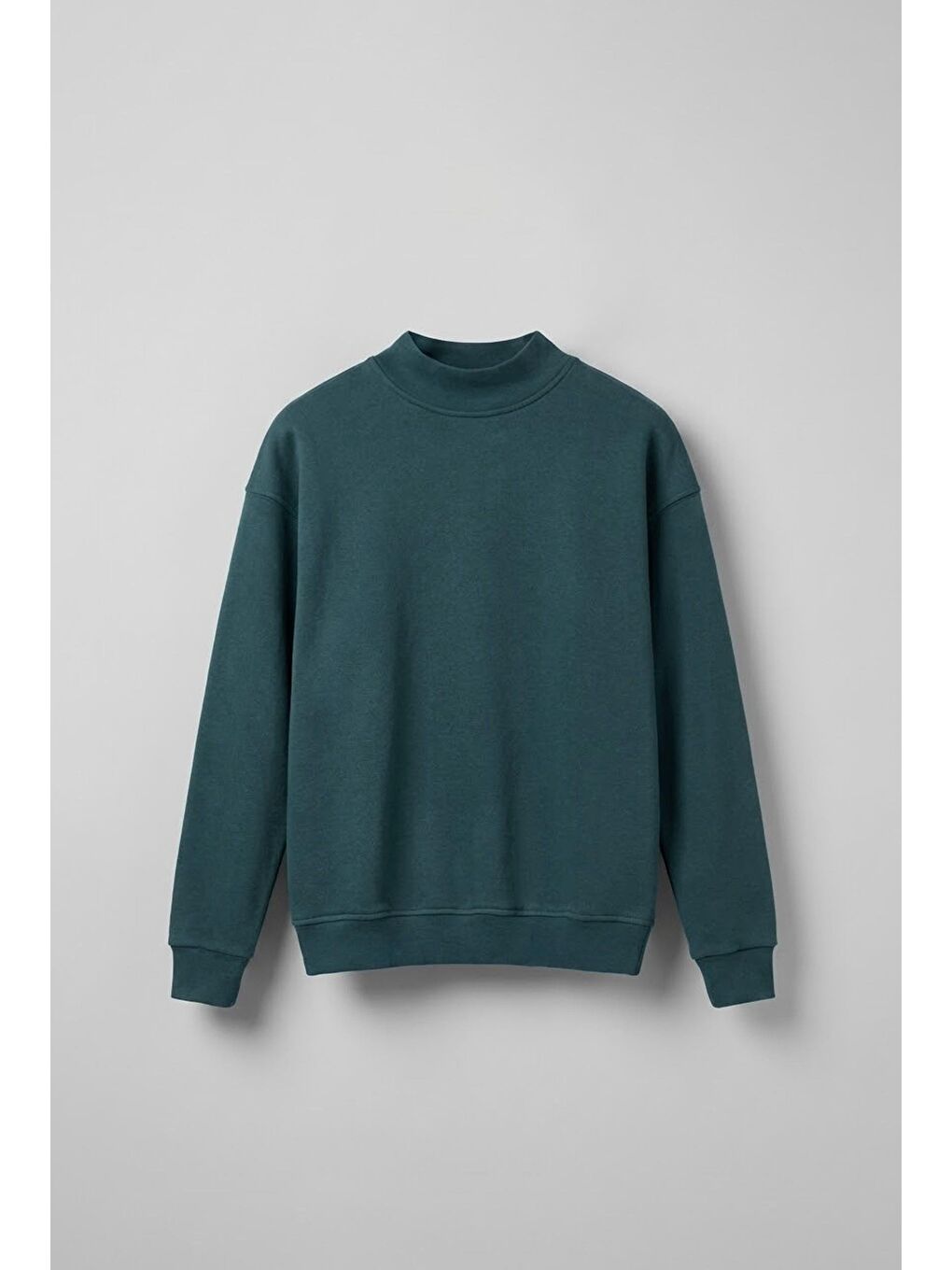 Erkek Rahat Kalıp Basic Uzun Kollu Sweatshirt Yeşil