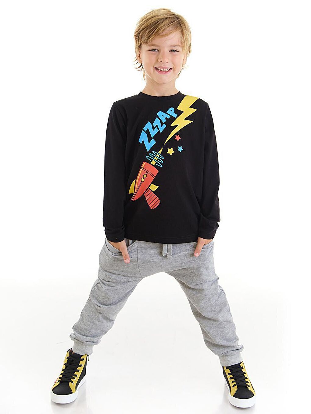 Denokids Karışık Zap Roket Erkek Çocuk T-shirt Pantolon Takım