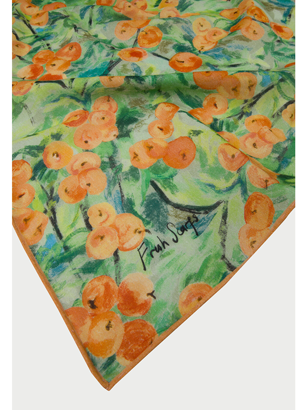 Pembe Peach Garden Desen Pamuk Vual Eşarp Şeftalı-5