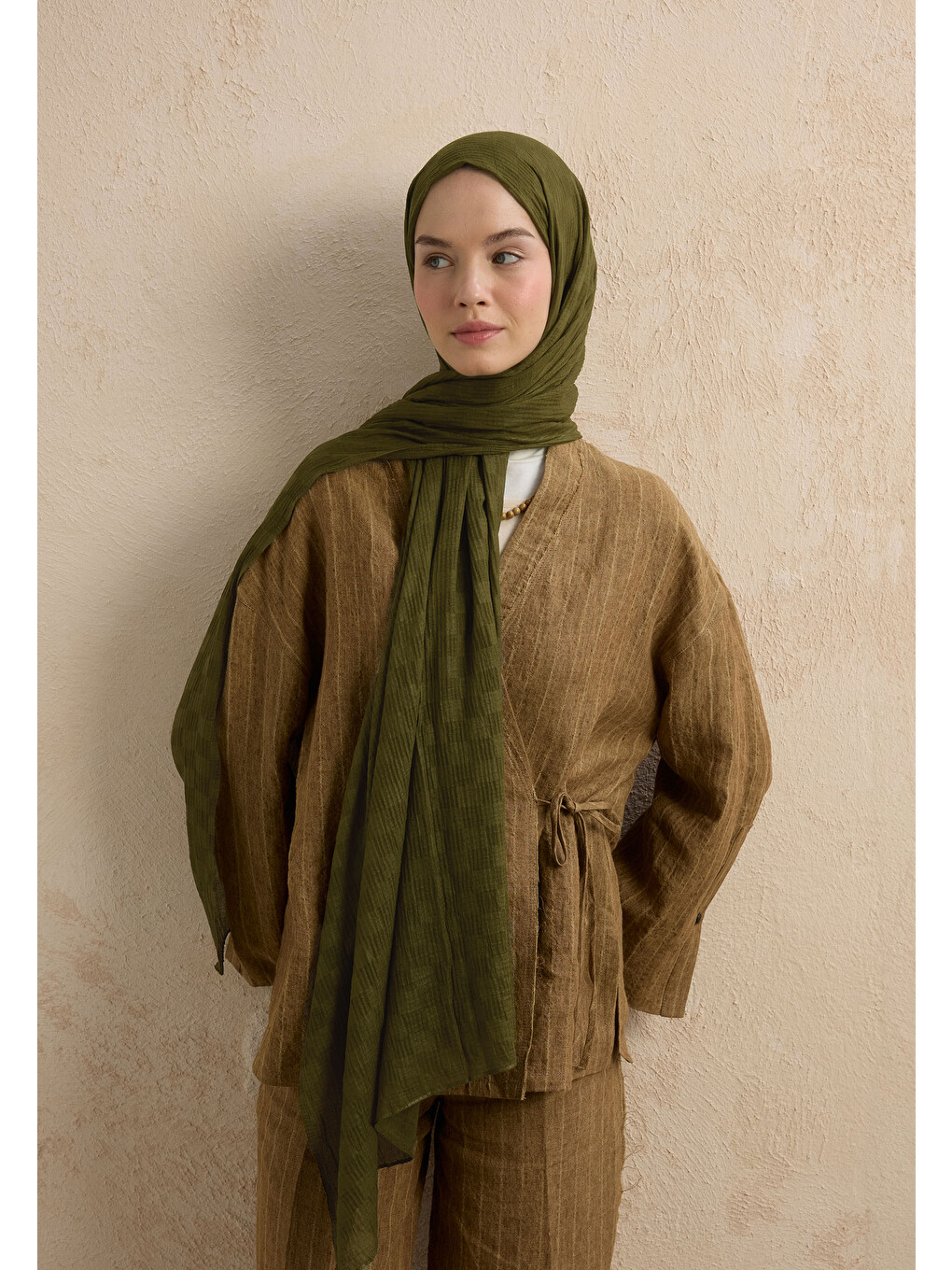 Modal Damalı Şal Haki-5