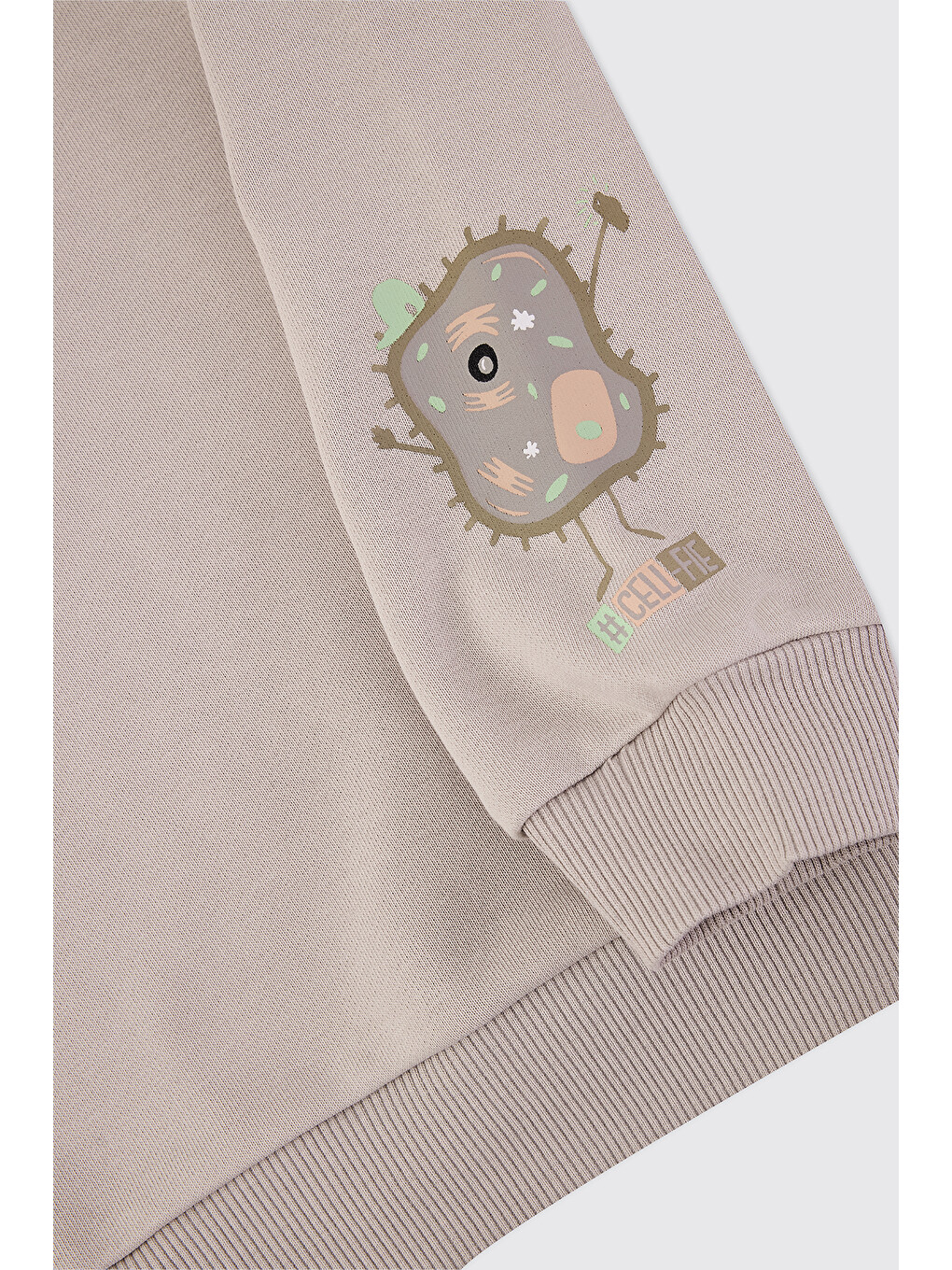 Bej Erkek Bebek Yumuşak Dokulu Taş Sweatshirt-2