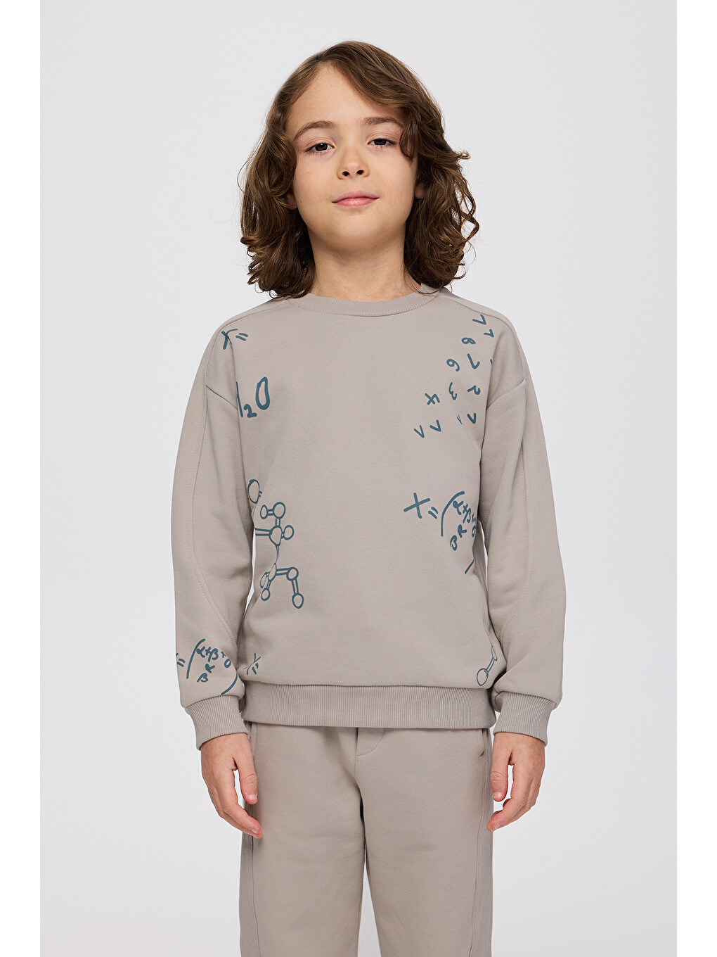 Bej Erkek Çocuk Baskılı Taş Sweatshirt-3