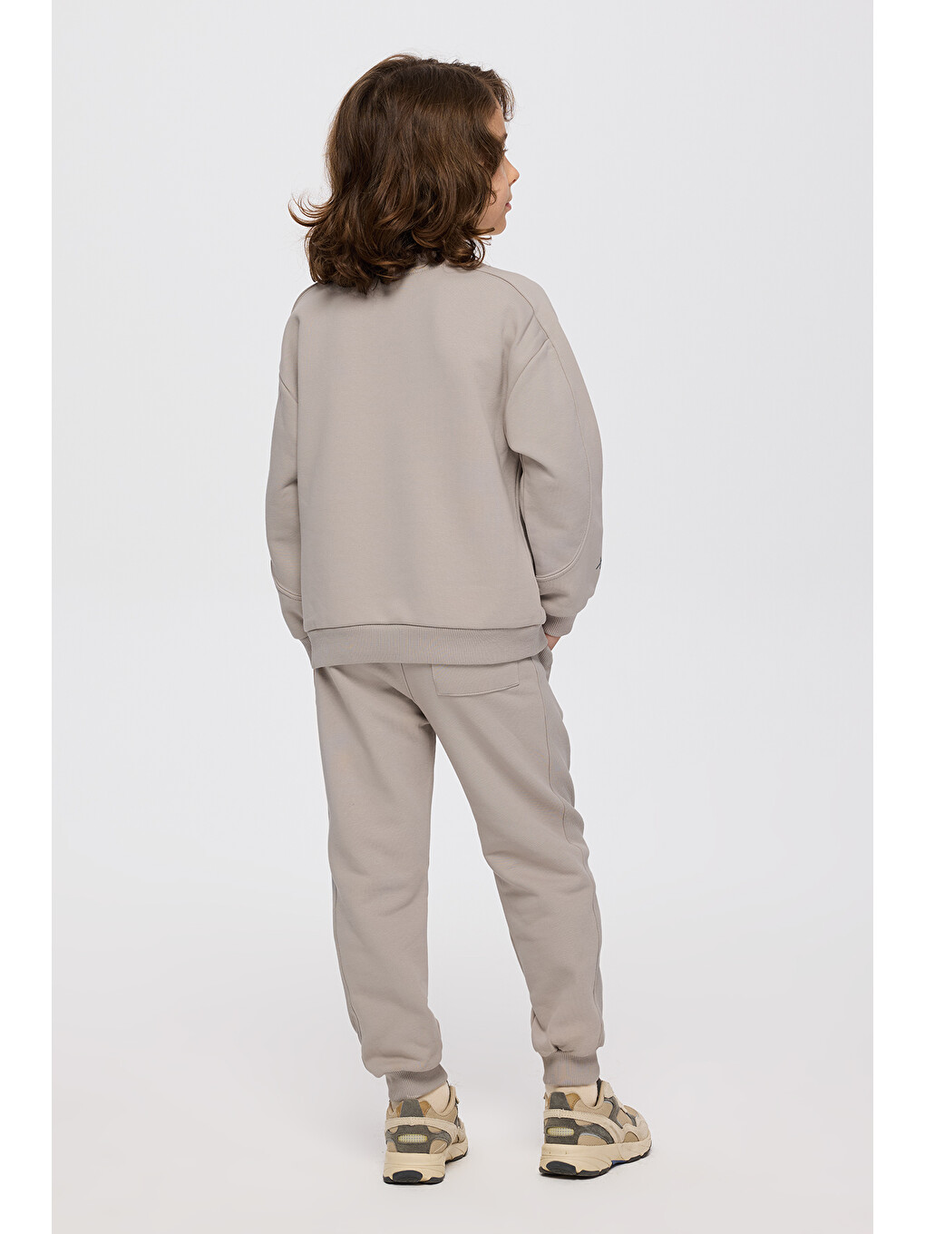 Bej Erkek Çocuk Baskılı Taş Sweatshirt-4