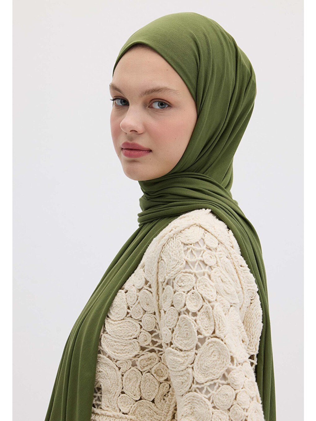 Yeşil Bambu Penye Şal Yaprak-6