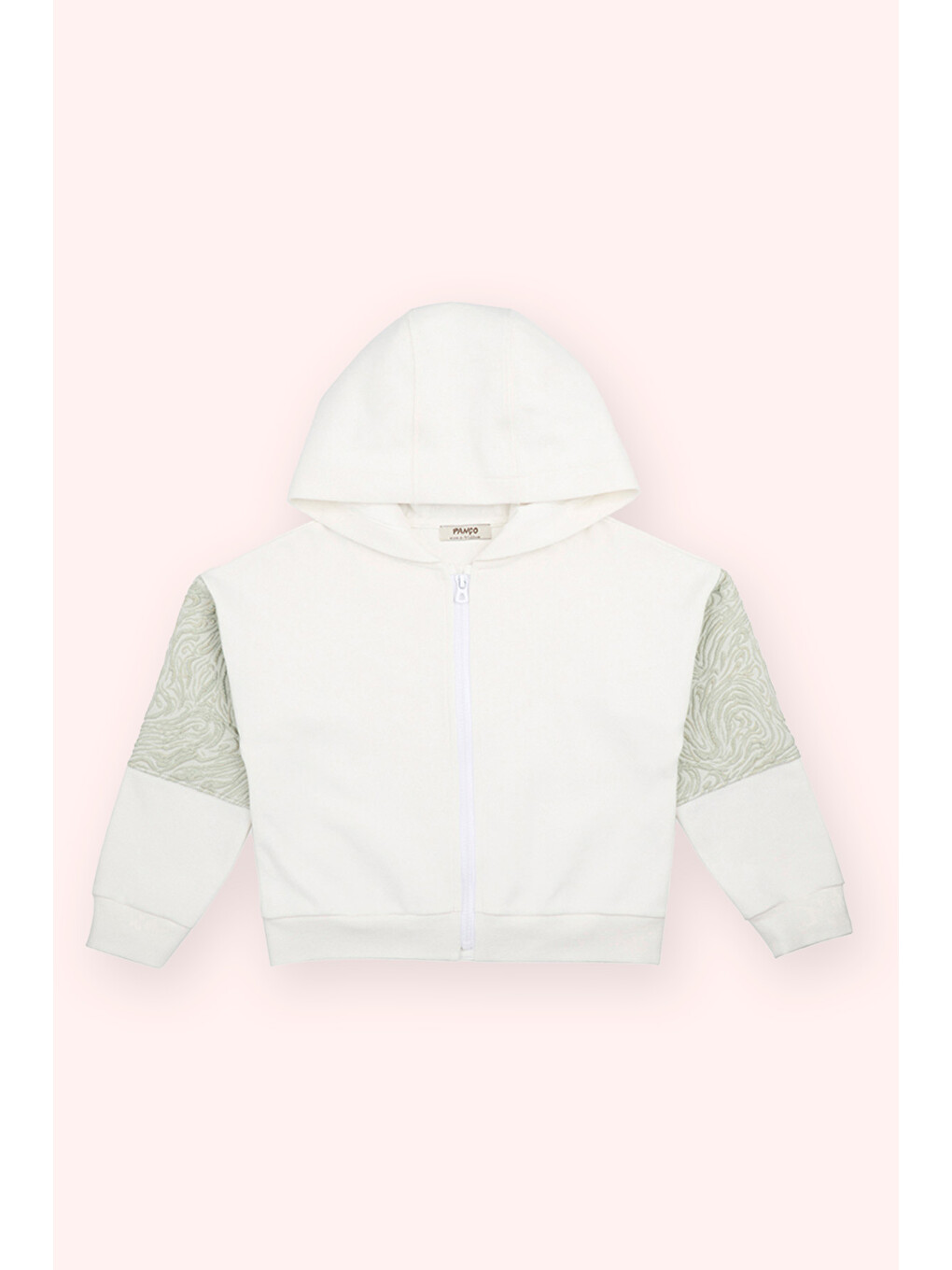 Kız Çocuk Ekru Fermuarlı Sweatshirt
