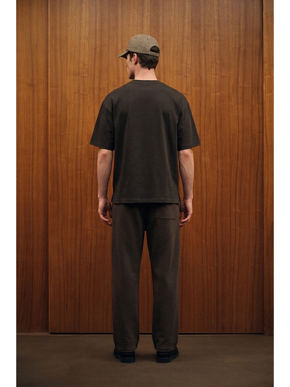 Erkek Baggy Fit Rahat Kesim Esnek Kumaş Eşofman Altı Kahverengi-3