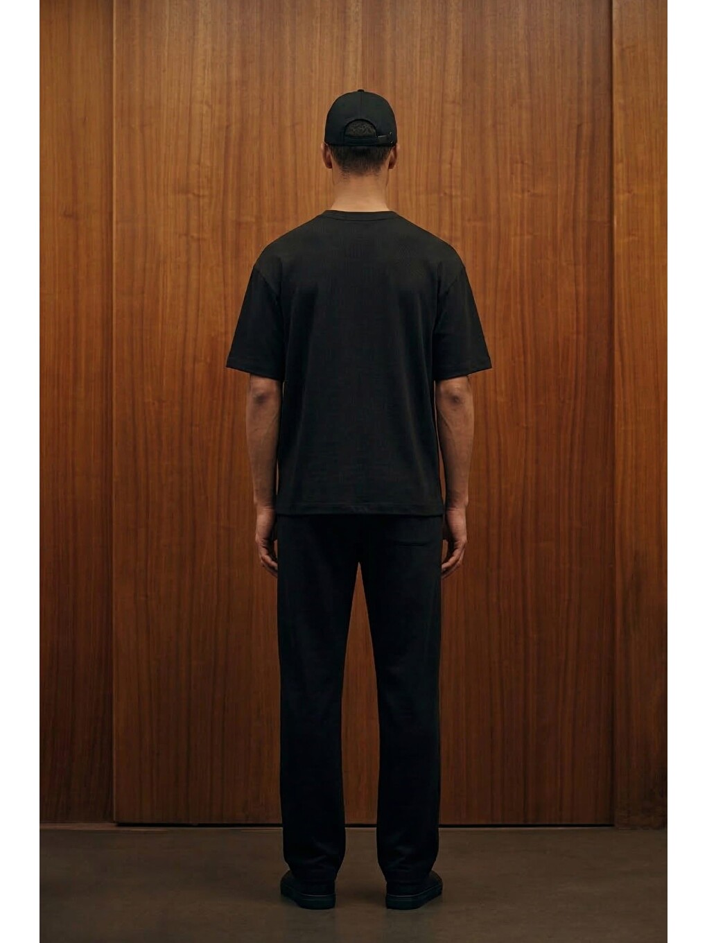 Erkek Baggy Fit Rahat Kesim Esnek Kumaş Eşofman Altı Siyah-3